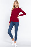 Women's Long Sleeve Crew Neck Long Puff Sleeve Top