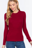 Women's Long Sleeve Crew Neck Long Puff Sleeve Top