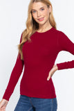 Women's Long Sleeve Crew Neck Long Puff Sleeve Top