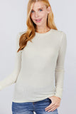 Women's Long Sleeve Crew Neck Long Puff Sleeve Top