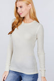 Women's Long Sleeve Crew Neck Long Puff Sleeve Top