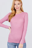 Women's Long Sleeve Crew Neck Long Puff Sleeve Top