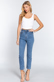 Off White knit tank top with curved hem
