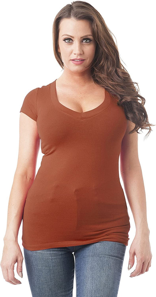 Woman's  Short Sleeve V-Neck T-Shirt, Multiple Colors S-3X