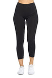 Women's High Rise Waist Fitted Cotton Capri Cropped Leggings Pants