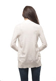 Long sleeve rib banded open cardigan sweater with pockets