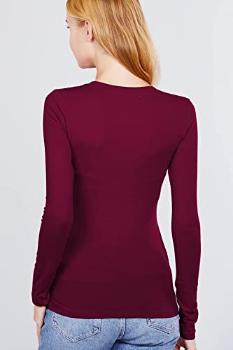 Khanomak Women's Long Sleeve Crew Cotton Spandex Jersey Top0