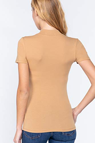 Women's Short Sleeves Mock Neck Jersey Top