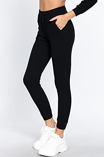Women's Waist Band Side Pocket Long Pants