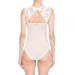 Womens-Sheer Mesh X-Lace Illusion Panelled Sleeveless V Neck Sheer Open Back Bodysuit