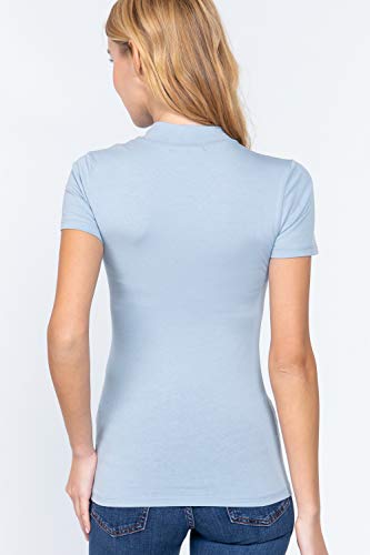 Women's Short Sleeves Mock Neck Jersey Top