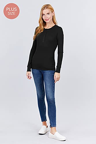 Women's Long Sleeves Henley Thermal Knit Top