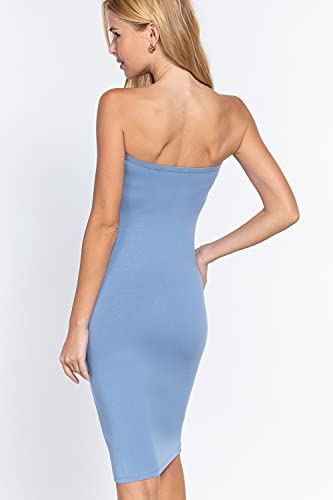 Women's Strapless Bodycon Sexy Stretchy Tube Midi Dress