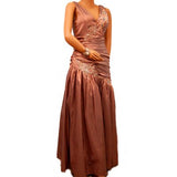 Nina Women's Sexy Celebrity Inspired Evening Formal Full Dress (Large, Bronze)