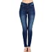 Women's High Rise Skinny 5-Pocket 3D Whiskers Light Denim Jeans Pants