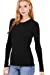 Khanomak Women's Long Sleeve Crew Cotton Spandex Jersey Top0