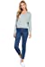 Women's Long Sleeve V-Neck Back Cross Strap Viscose Sweater Top