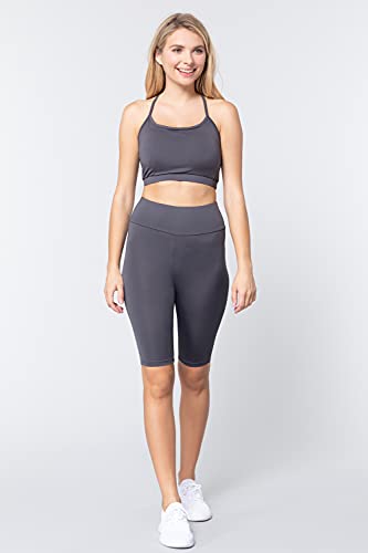 Khanomak Women's Biker High Waist Yoga Workout Shorts
