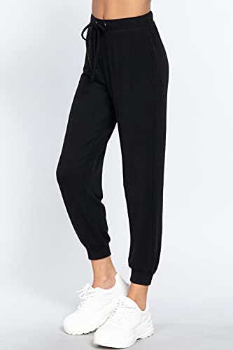 Women's  Waist String Detail Hacci Long Pants