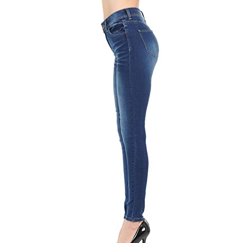 Women's High Rise Skinny 5-Pocket 3D Whiskers Light Denim Jeans Pants