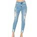 Women's High Rise Skinny 5-Pocket Hem Destruction Light Denim Jeans_0