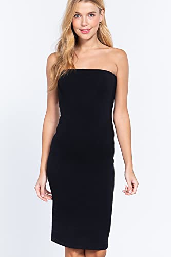 Women's Strapless Bodycon Sexy Stretchy Tube Midi Dress