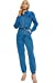 Women's Collar Denim Fitted Utility Jumpsuit with Pockets