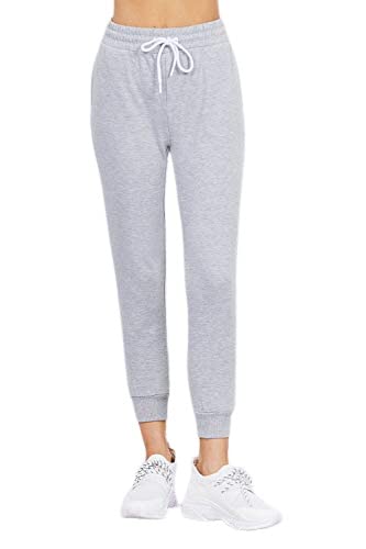 Women's Active Yoga French Terry Black Sweatpants Workout Joggers Pants