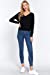 Women's Long Sleeve V-Neck Back Cross Strap Viscose Sweater Top