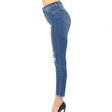 Womens-High Rise Distressed Push up Booty Ankle length Skinny Jeans