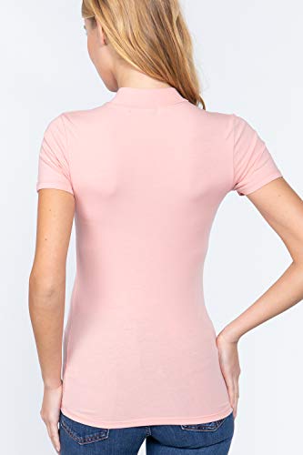 Women's Short Sleeves Mock Neck Jersey Top