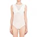 Womens-Sheer Mesh X-Lace Illusion Panelled Sleeveless V Neck Sheer Open Back Bodysuit