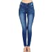 Women's High Rise Skinny 5-Pocket 3D Whiskers Light Denim Jeans Pants