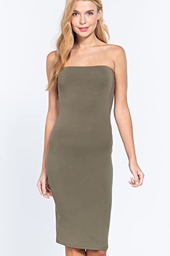 Women's Strapless Bodycon Sexy Stretchy Tube Midi Dress