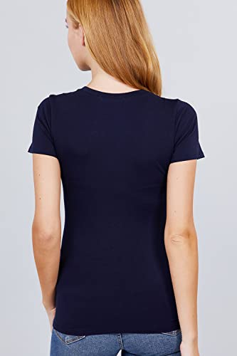 Khanomak Women's Short Sleeves Crew Neck Cotton Spandex Jersey Top