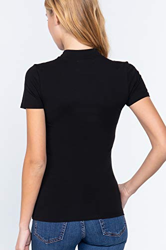 Women's Short Sleeves Mock Neck Jersey Top