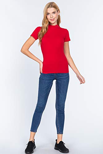 Women's Short Sleeves Mock Neck Jersey Top