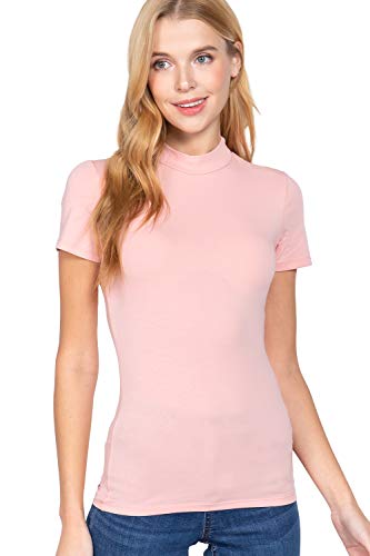Women's Short Sleeves Mock Neck Jersey Top