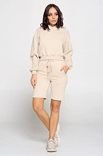 Women's Terry Yoga Shorts Athletic Drawstring Bermuda Workout Lounge Sweat Shorts with Pockets