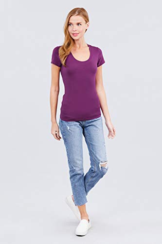 Women's Scoop Neck Short Sleeve Jersey Sexy Top