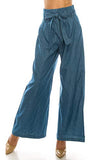 Loose fit high waist paper bag belted denim pants for women