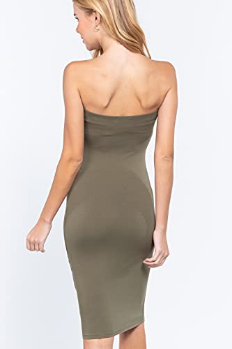 Women's Strapless Bodycon Sexy Stretchy Tube Midi Dress