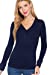 Women's V Neck Long Sleeves Henley Thermal Knit Top