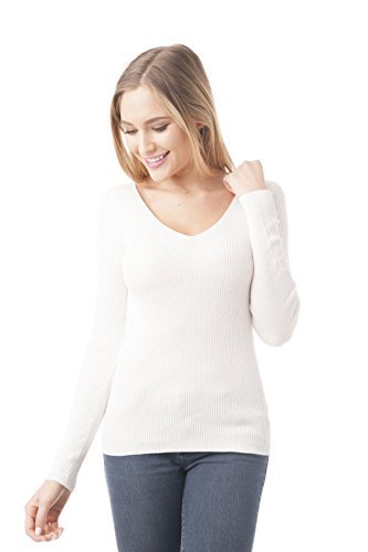 Khanomak Long Sleeve V Neck Ribbed Sweater