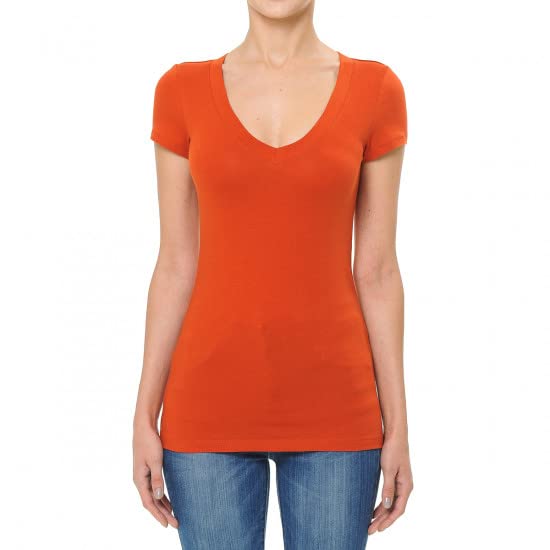 Short Sleeve V-neck Tee Top Shirt Cotton Regular and Plus Size