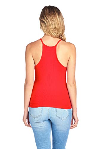 High Neck Racer Back Ribbed Cami Tank Top