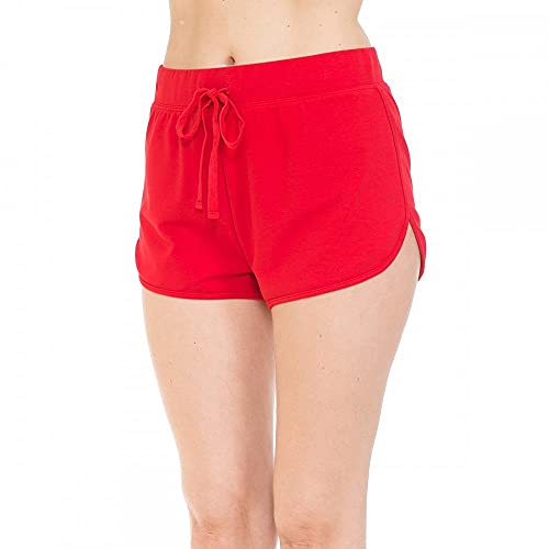 Womens- Classic Basic French Terry Pull String Dolphin Shorts
