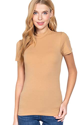 Women's Short Sleeves Mock Neck Jersey Top