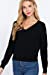 Women's Long Sleeve V-Neck Back Cross Strap Viscose Sweater Top