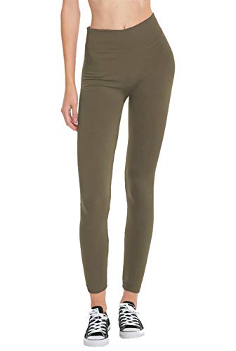 Women's Basic Seamless Thick Fleece Lined Long Full Length Leggings Tights